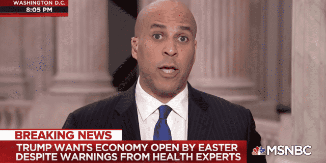 Booker Says Trump’s Call to Restart US Economy by Easter Is ‘a Drumbeat of One’