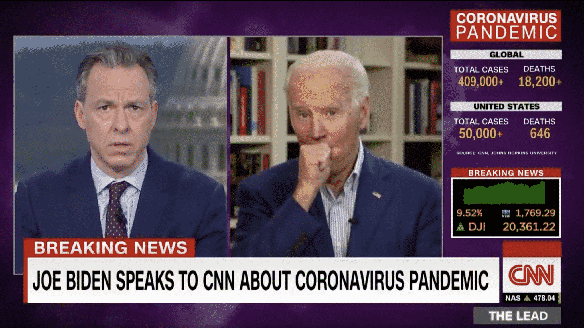 Jake Tapper Calls out Biden for Coughing Into His Hand During Interview