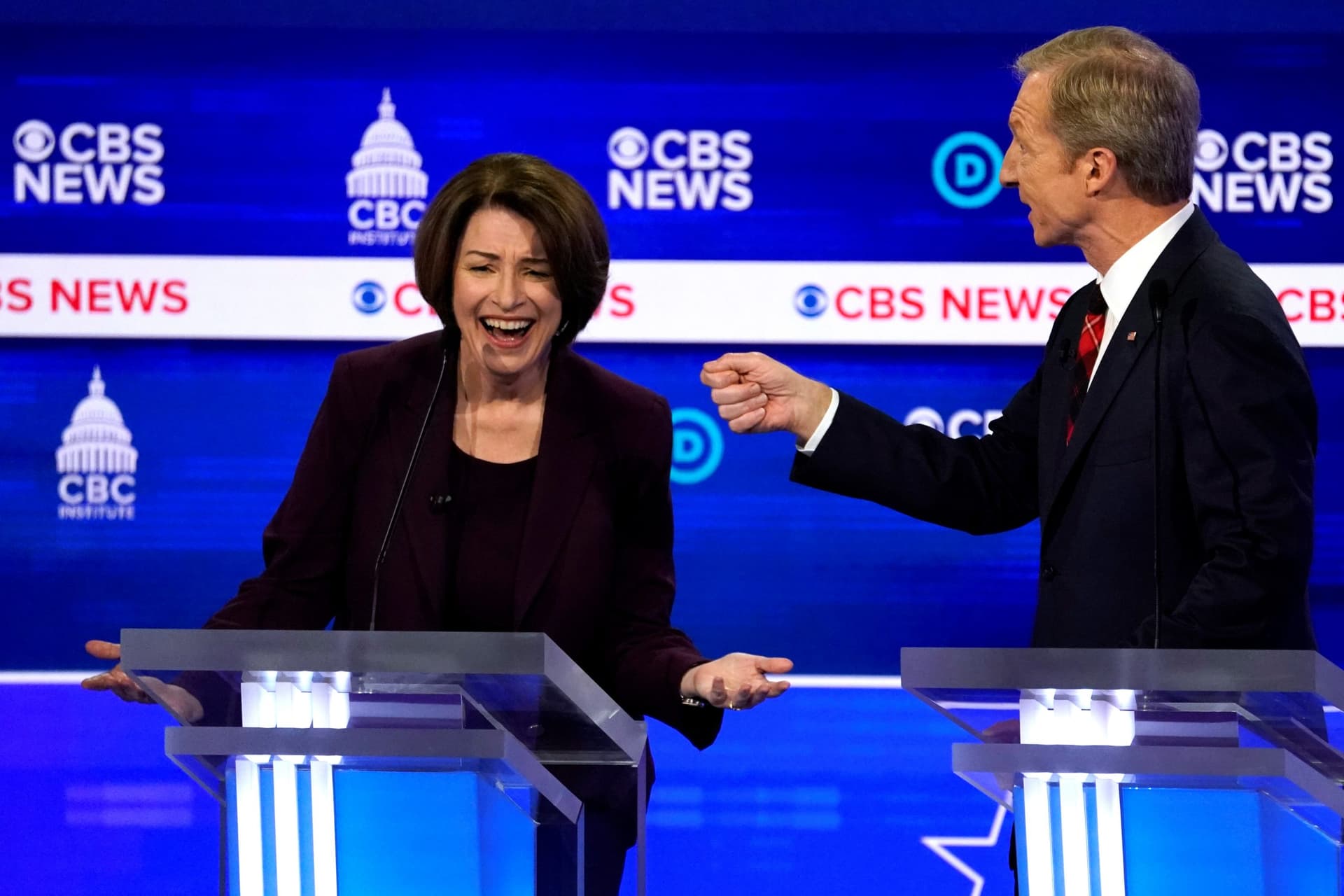 Klobuchar Said She Thought She Could âActually Get Hitâ While âLiterally Sandwichedâ Between Biden and Steyer