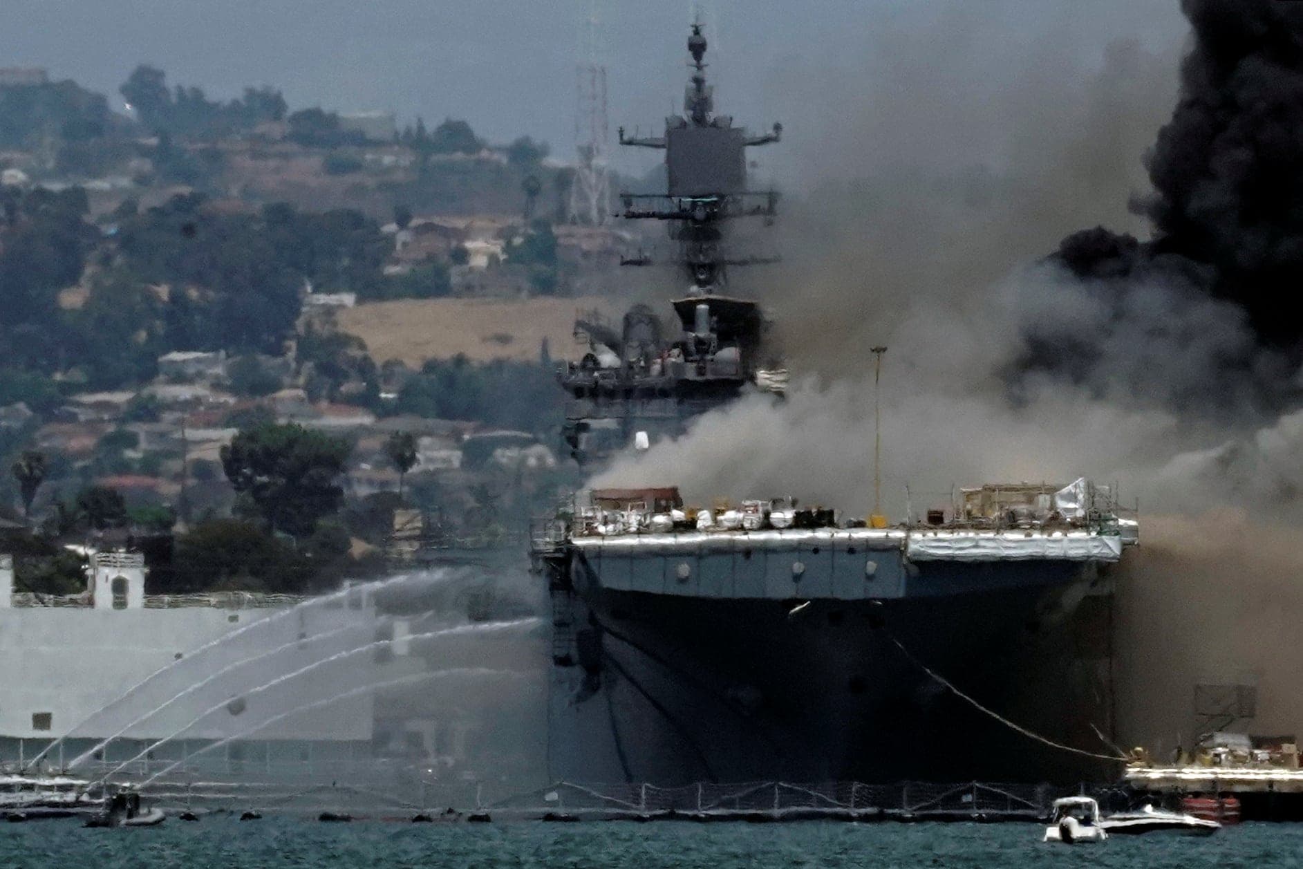 Fire Crews Battle San Diego Navy Ship Fire, 18 Sailors Injured